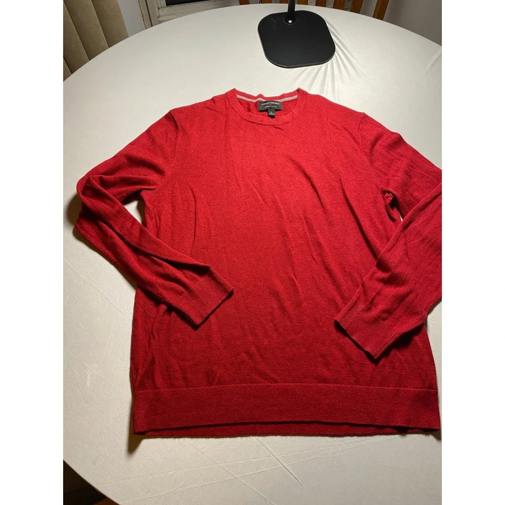 Banana Republic Premium Luxe Yarn Red Crew Neck Sweater Cotton Silk Cashmere L